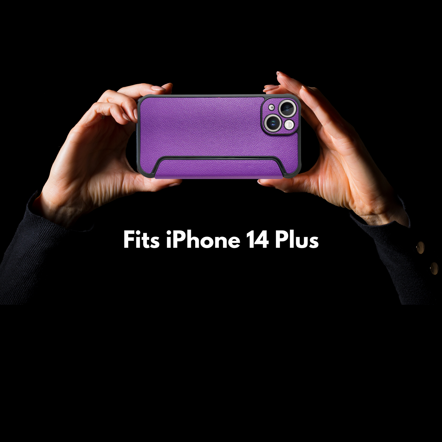 Reiko Purple Magnetic Wallet Case for iPhone 14 Plus – Elegant PU Leather Protection with Card Holder & Kickstand