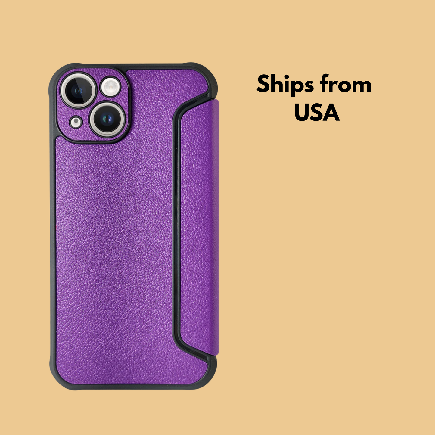 Reiko Purple Magnetic Wallet Case for iPhone 14 Plus – Elegant PU Leather Protection with Card Holder & Kickstand