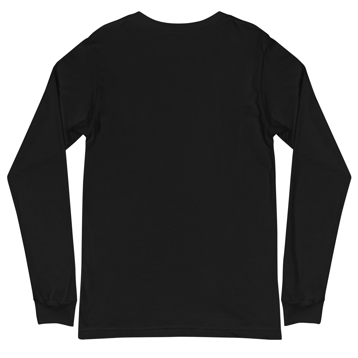 Back of black long sleeve t-shirt blank