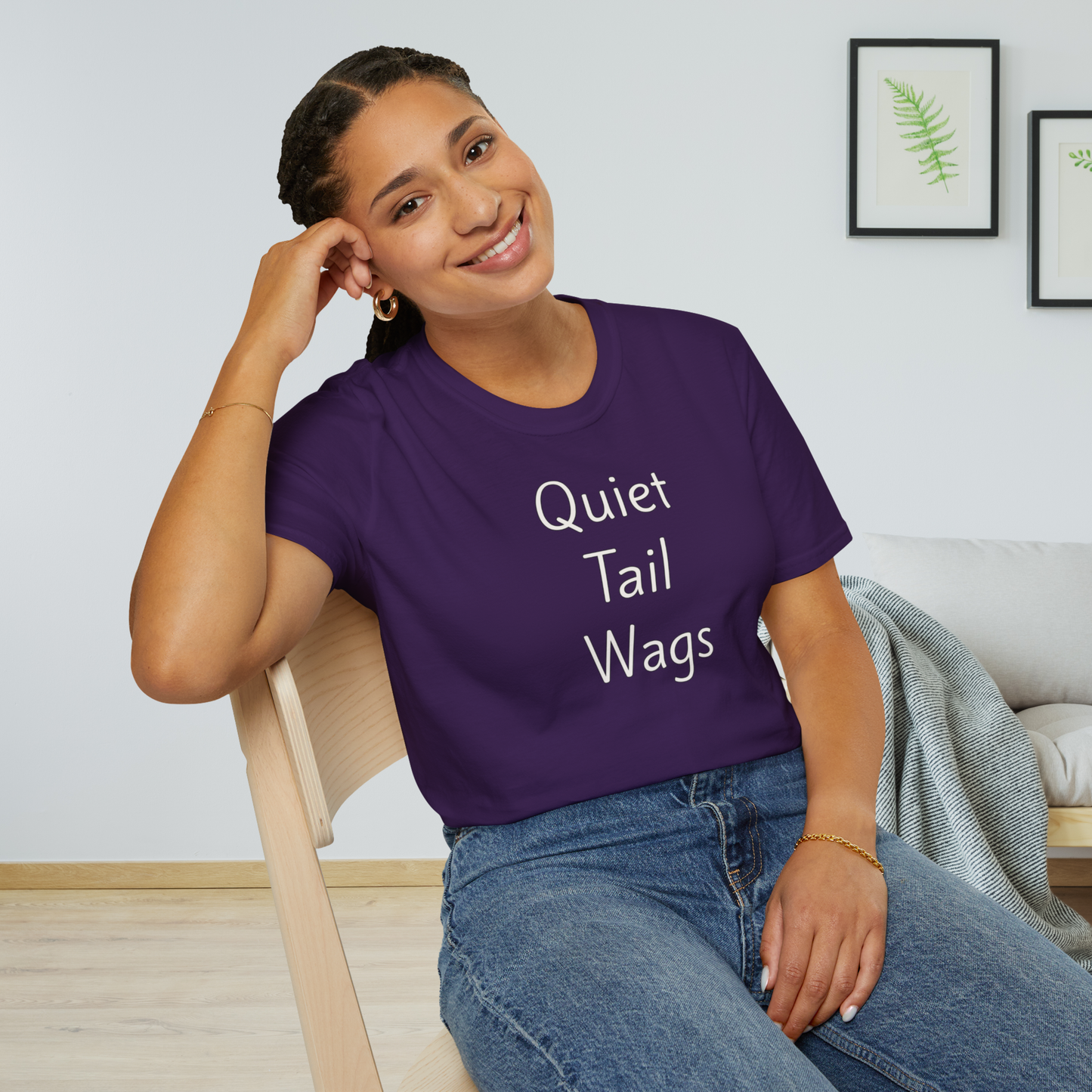 Quiet Tail Wags - Unisex T-shirt - Soft Style 100% Cotton