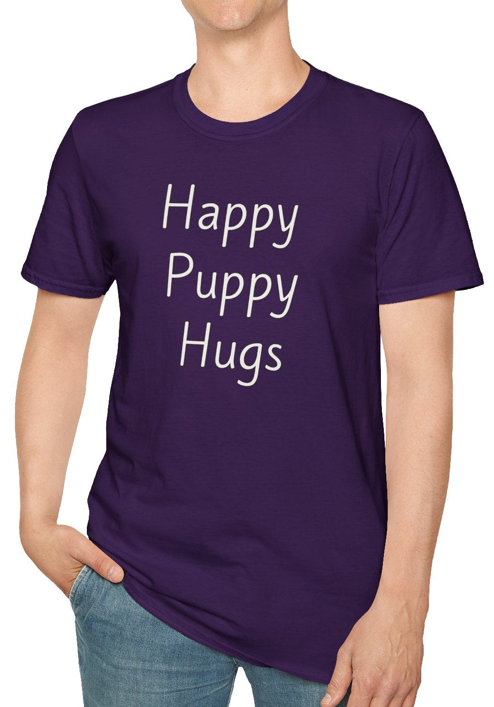 Happy Puppy Hugs - Unisex T-shirt - Soft Style 100% Cotton