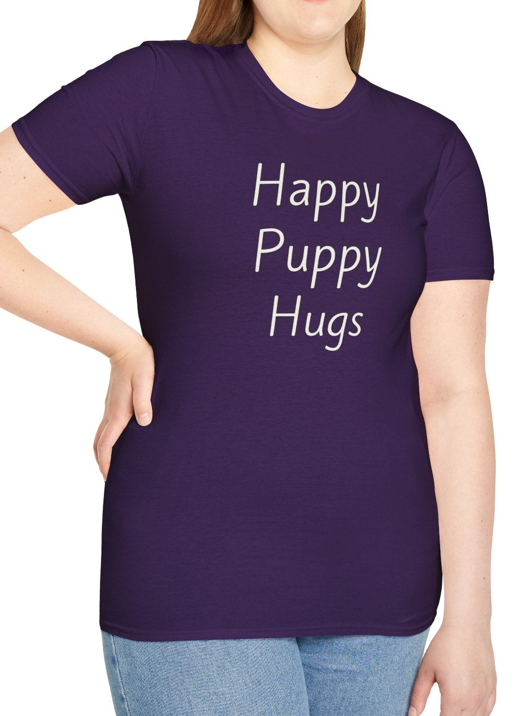 Happy Puppy Hugs - Unisex T-shirt - Soft Style 100% Cotton