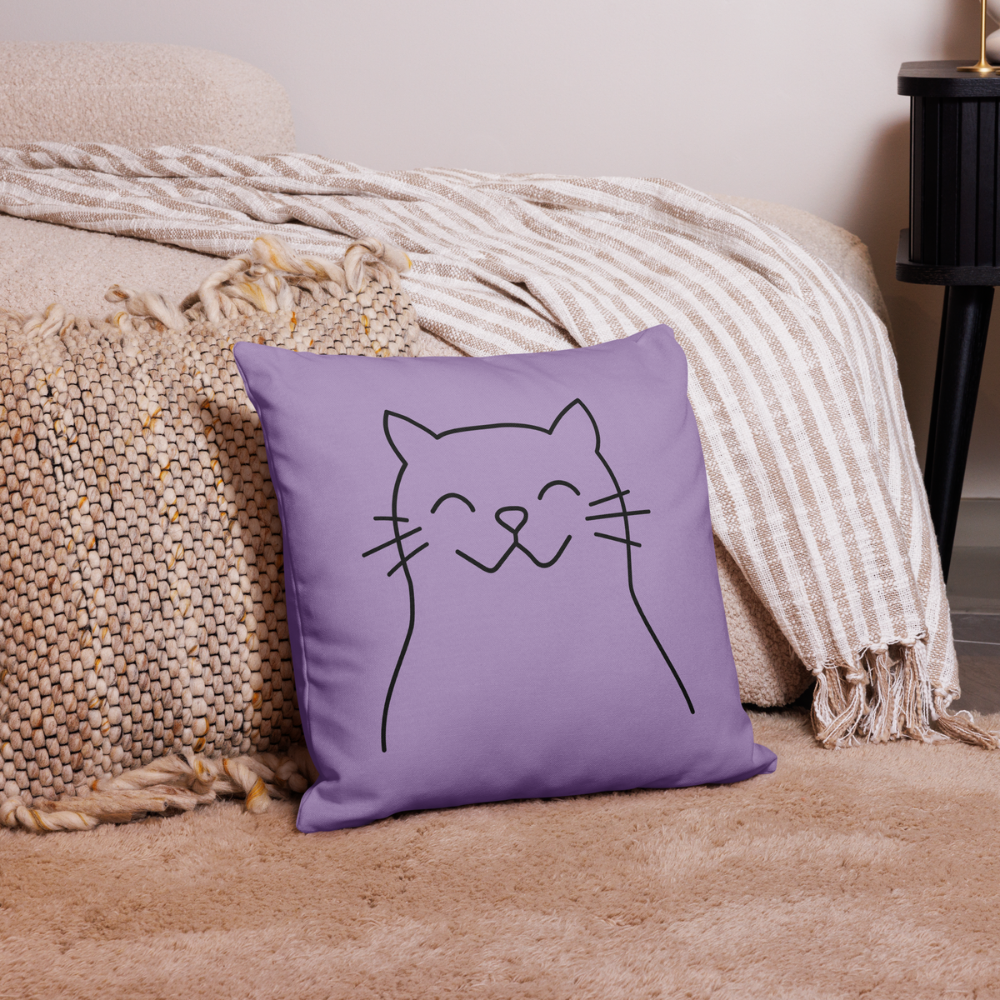Easily Distracted by Cats, Purple Throw Pillow 18x18, Humorous Home Decor