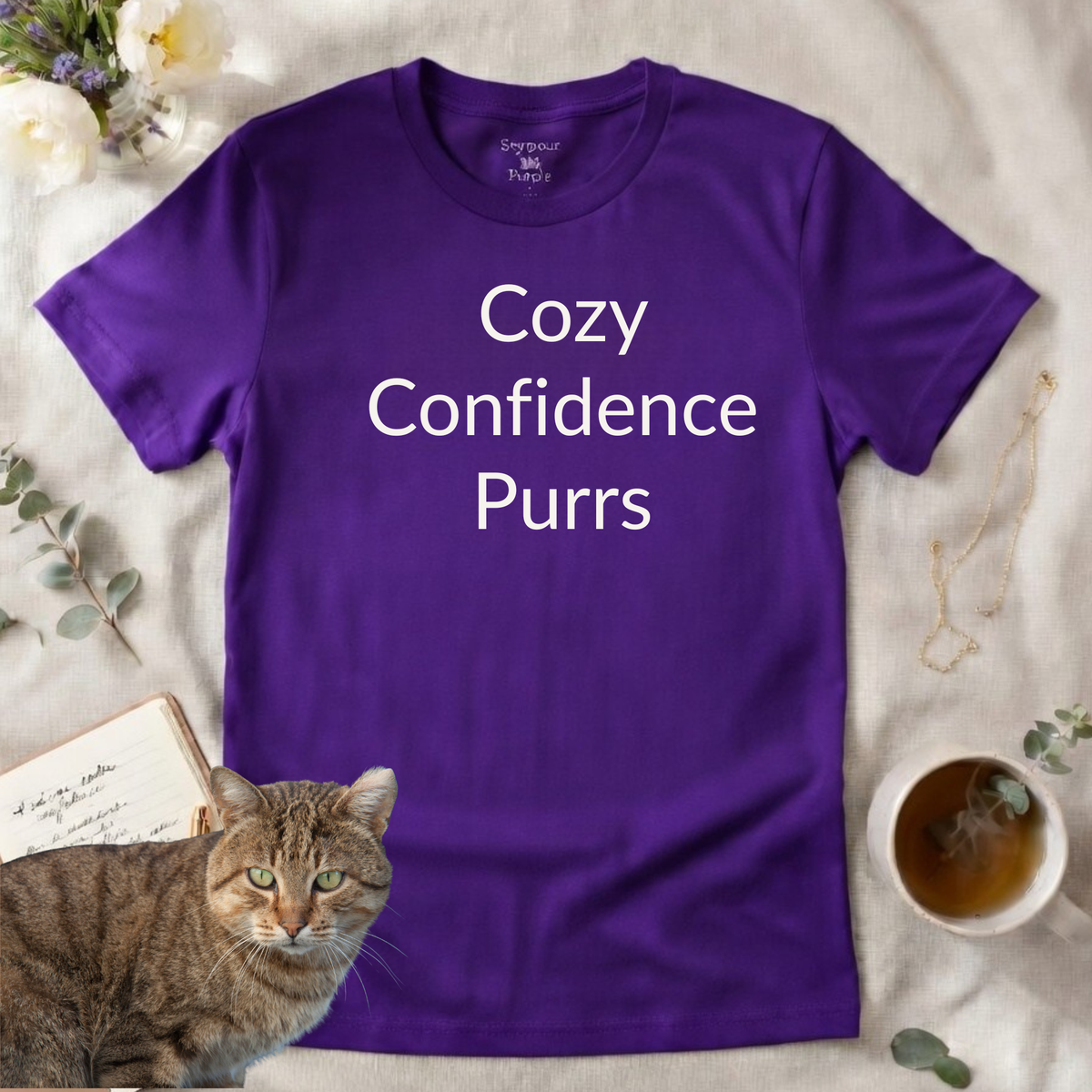 Cozy Confidence Purrs - Unisex T-shirt - Soft Style 100% Cotton