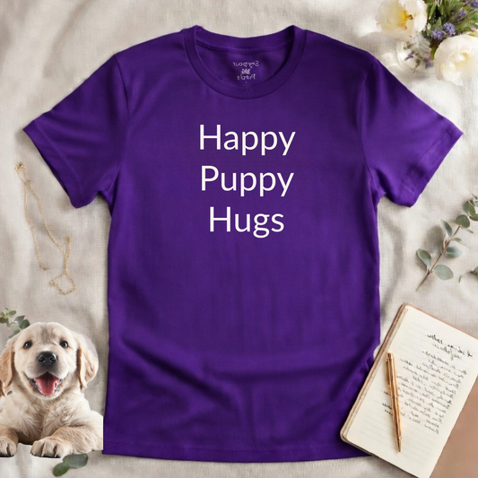 Happy Puppy Hugs - Unisex T-shirt - Soft Style 100% Cotton