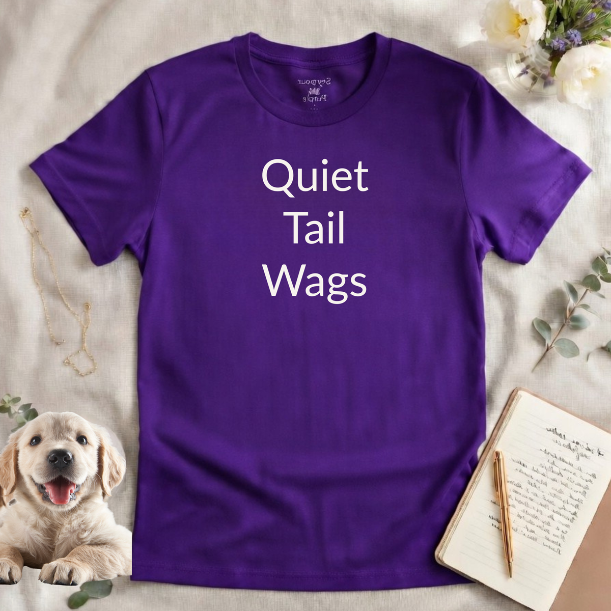 Quiet Tail Wags - Unisex T-shirt - Soft Style 100% Cotton