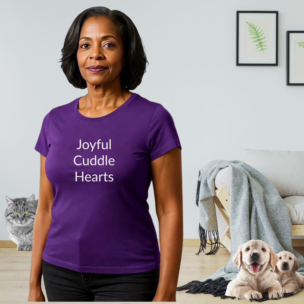 Joyful Cuddle Hearts - Unisex T-shirt - Soft Style 100% Cotton