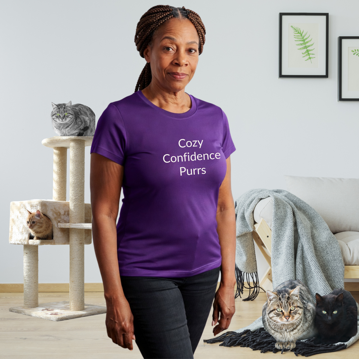 Cozy Confidence Purrs - Unisex T-shirt - Soft Style 100% Cotton