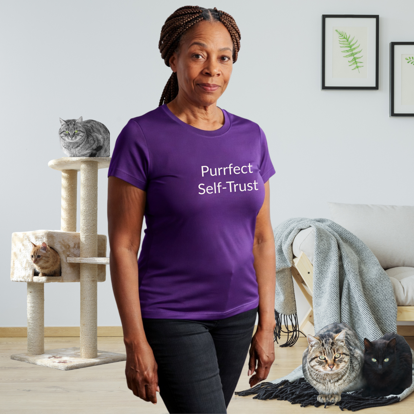 Purrfect Self-Trust - Unisex T-shirt - Soft Style 100% Cotton