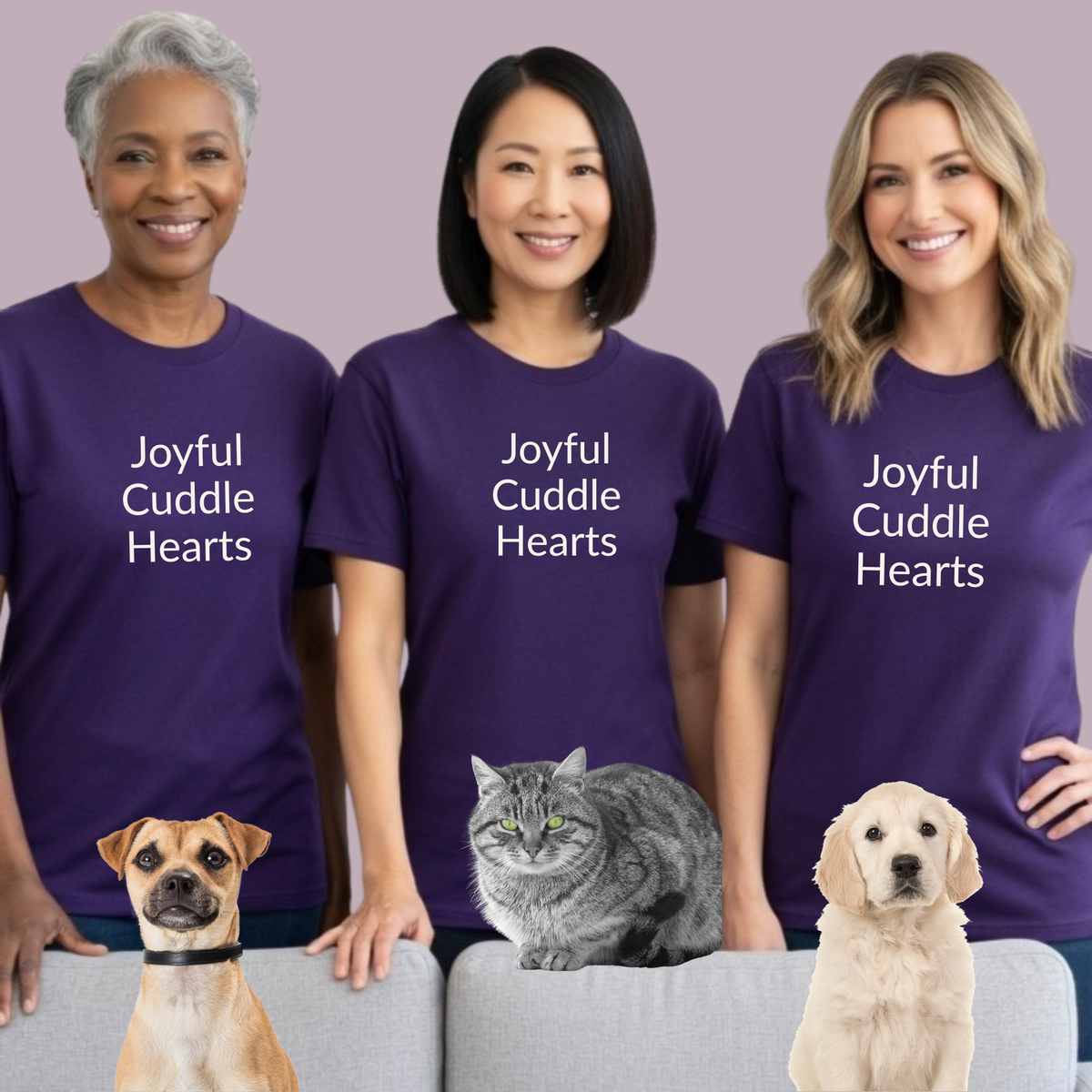 Joyful Cuddle Hearts - Unisex T-shirt - Soft Style 100% Cotton