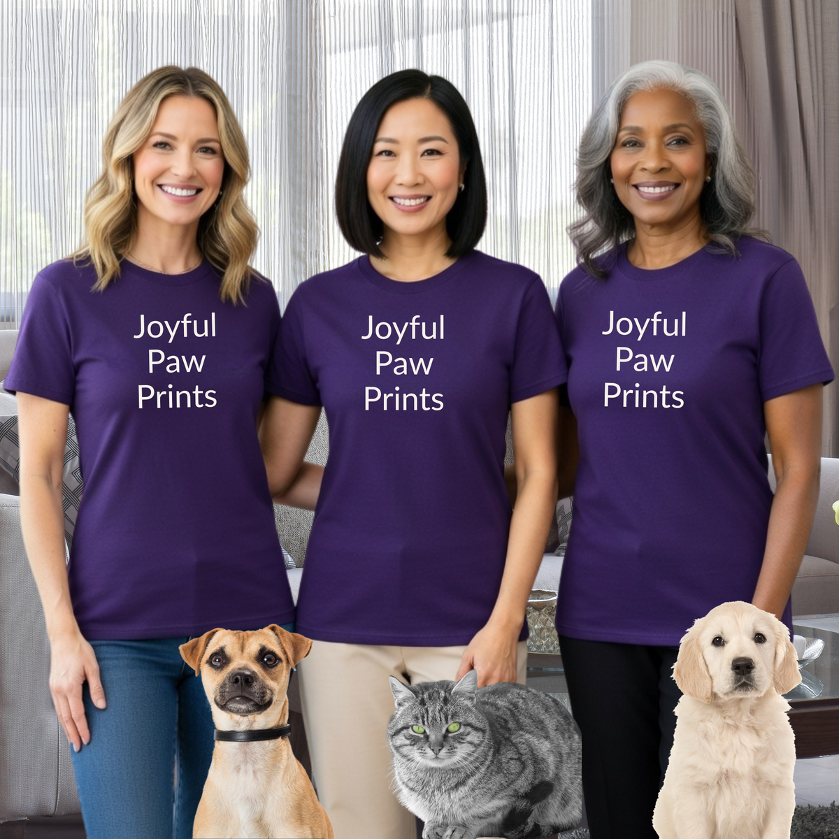 Joyful Paw Prints - Unisex T-shirt - Soft Style 100% Cotton