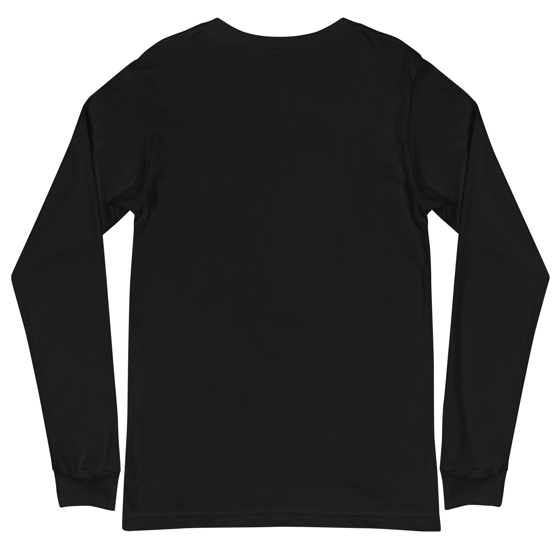 Back of black long sleeve t-shirt blank